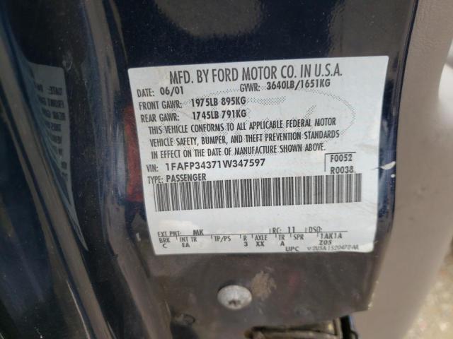 Photo 10 from auction – 2001 FORD FOCUS SE with VIN 1FAFP34371W347597