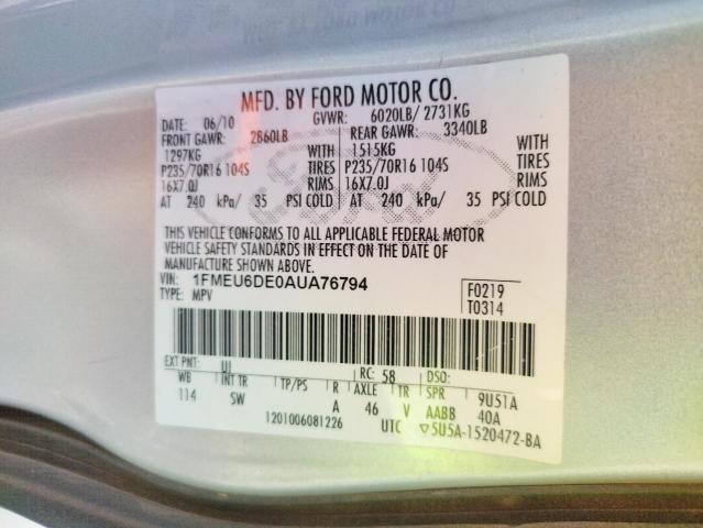 Photo 10 from auction – 2010 FORD EXPLORER X with VIN 1FMEU6DE0AUA76794