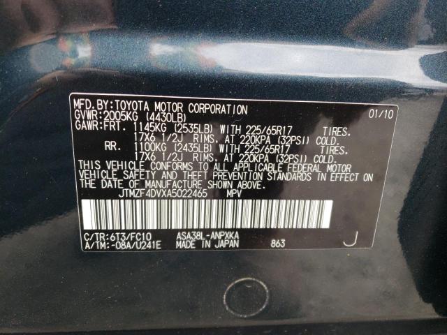 Photo 10 from auction – 2010 TOYOTA RAV4 with VIN JTMZF4DVXA5022465