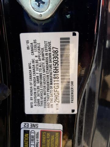 Photo 10 from auction – 2006 HONDA CIVIC EX with VIN 2HGFG11816H503087