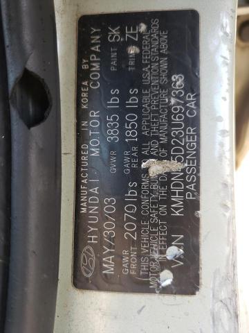 Photo 10 from auction – 2003 HYUNDAI ELANTRA GL with VIN KMHDN45D23U697363