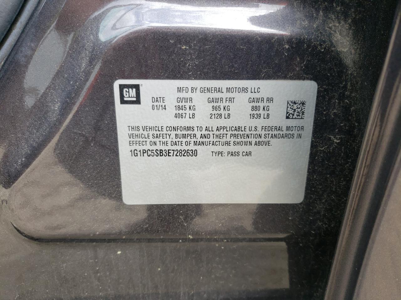 Photo 10 from auction – 2014 CHEVROLET CRUZE with VIN 1G1PC5SB3E7282630