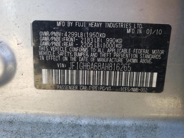 Photo 10 from auction – 2010 SUBARU IMPREZA 2. with VIN JF1GH6A68AH816265