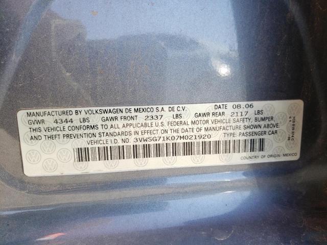 Photo 10 from auction – 2007 VOLKSWAGEN JETTA 2.5 with VIN 3VWSG71K07M021920