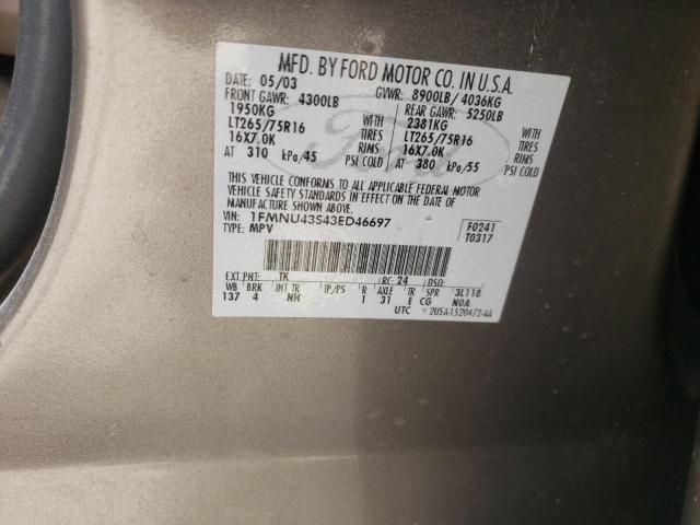 Photo 10 from auction – 2003 FORD EXCURSION with VIN 1FMNU43S43ED46697