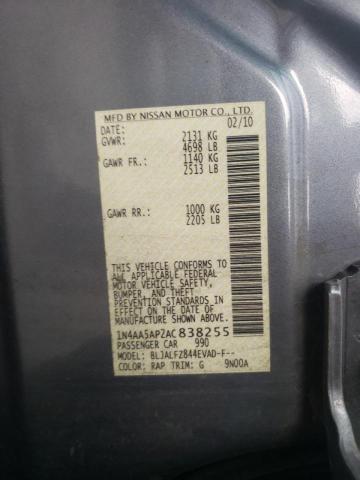 Photo 10 from auction – 2010 NISSAN MAXIMA S with VIN 1N4AA5AP2AC838255