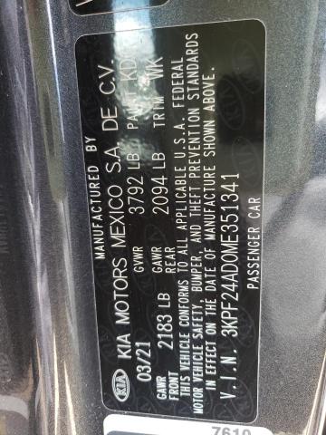 Photo 10 from auction – 2021 KIA FORTE FE with VIN 3KPF24AD0ME351341