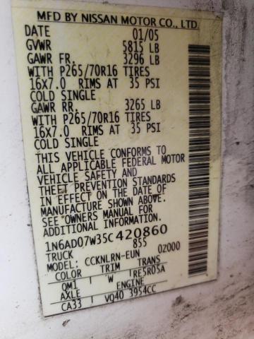 Photo 10 from auction – 2005 NISSAN FRONTIER C with VIN 1N6AD07W35C420860