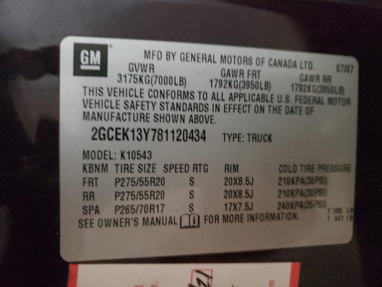 Photo 10 from auction – 2008 CHEVROLET SILVERADO with VIN 2GCEK13Y781120434