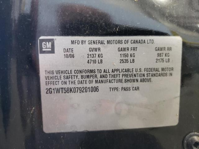 Photo 10 from auction – 2007 CHEVROLET IMPALA LT with VIN 2G1WT58K079201006