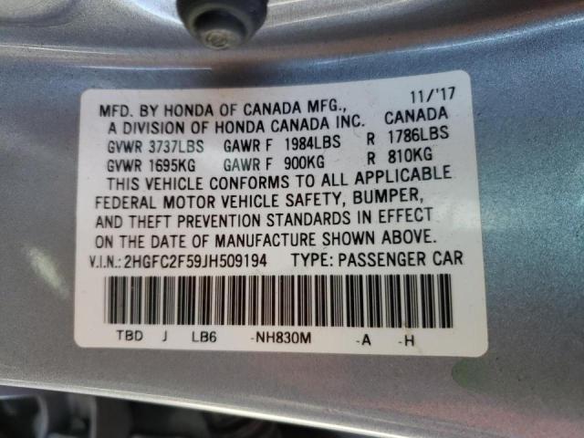 Photo 10 from auction – 2018 HONDA CIVIC LX with VIN 2HGFC2F59JH509194