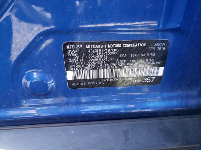 Photo 10 from auction – 2019 MITSUBISHI OUTLANDER with VIN JA4AP3AU5KU025209