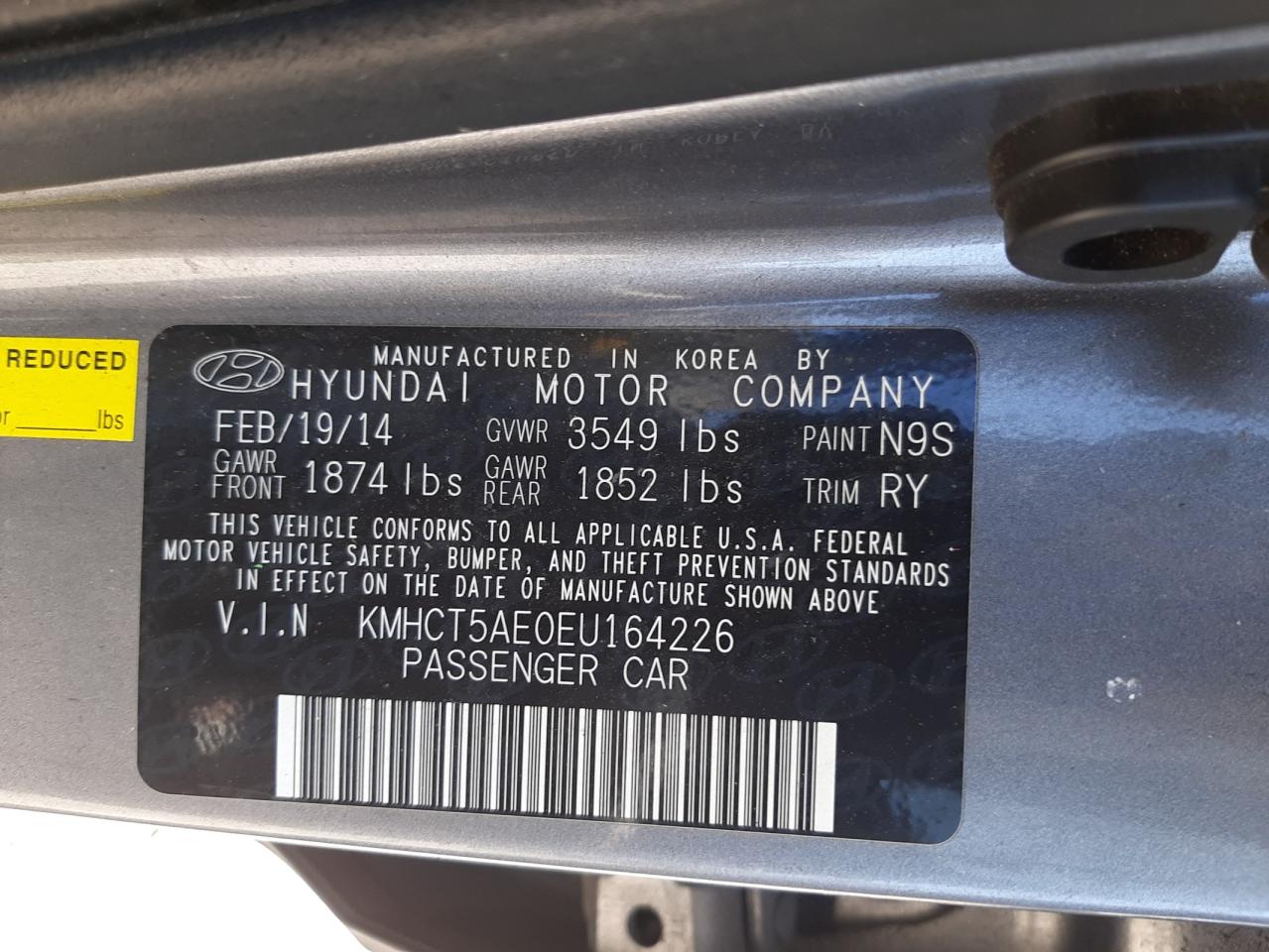 Photo 10 from auction – 2014 HYUNDAI ACCENT GLS with VIN KMHCT5AE0EU164226