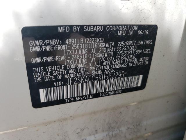 Photo 10 from auction – 2019 SUBARU FORESTER P with VIN JF2SKAGC5KH562295