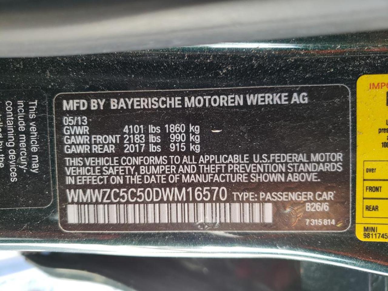 Photo 10 from auction – 2013 MINI COOPER S C with VIN WMWZC5C50DWM16570