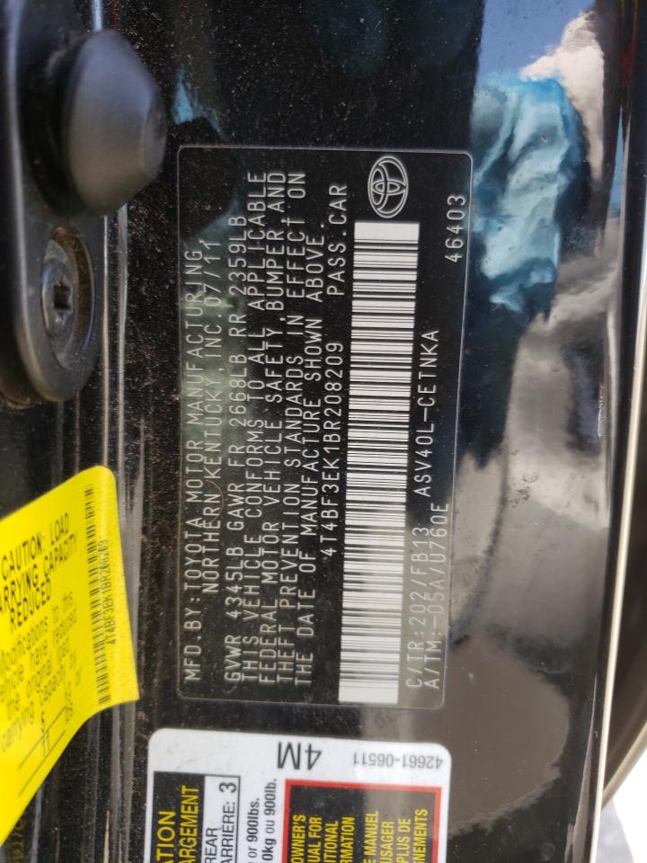 Foto 10 de la subasta – 2011 TOYOTA CAMRY BASE con VIN 4T4BF3EK1BR208209