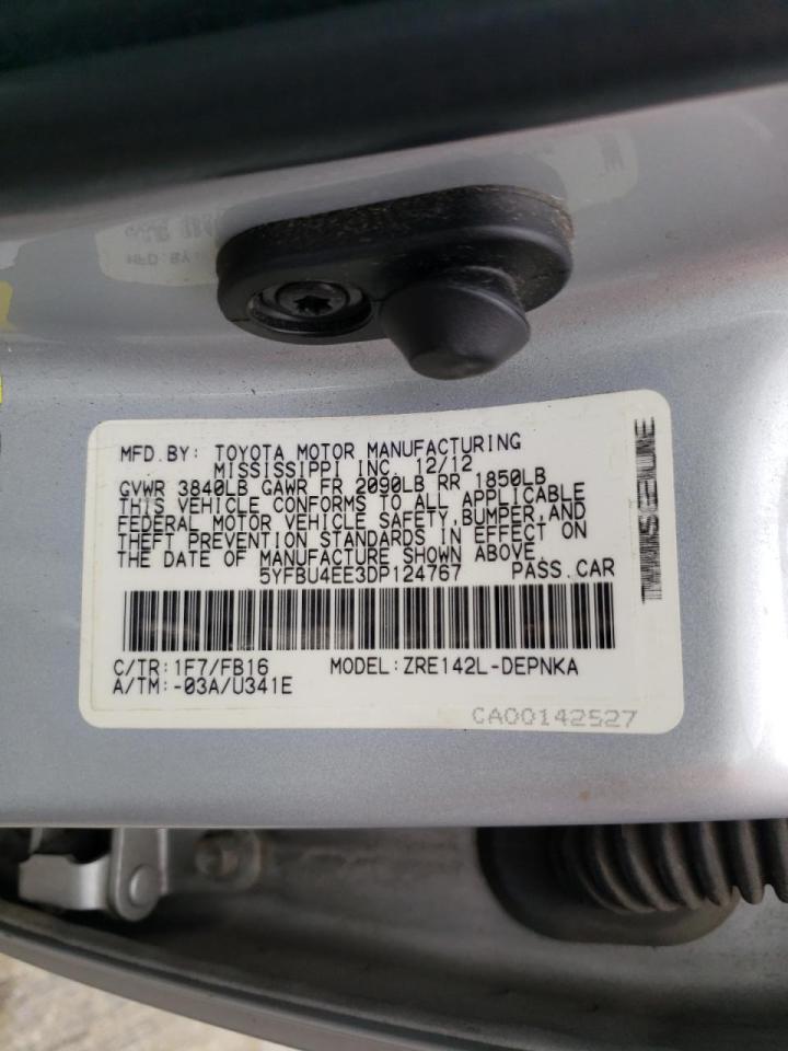 Photo 10 from auction – 2013 TOYOTA COROLLA BA with VIN 5YFBU4EE3DP124767