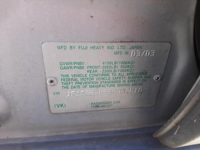 Photo 10 from auction – 2003 SUBARU FORESTER 2 with VIN JF1SG63643G772610