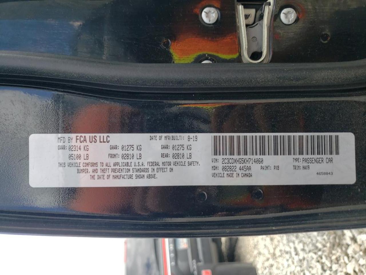 Photo 10 from auction – 2019 DODGE CHARGER GT with VIN 2C3CDXHG5KH714060