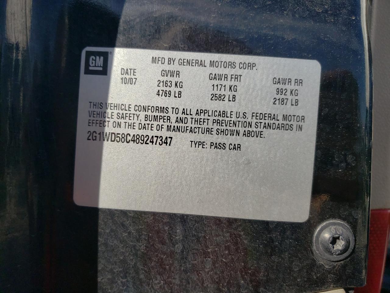 Photo 10 from auction – 2008 CHEVROLET IMPALA SUP with VIN 2G1WD58C489247347