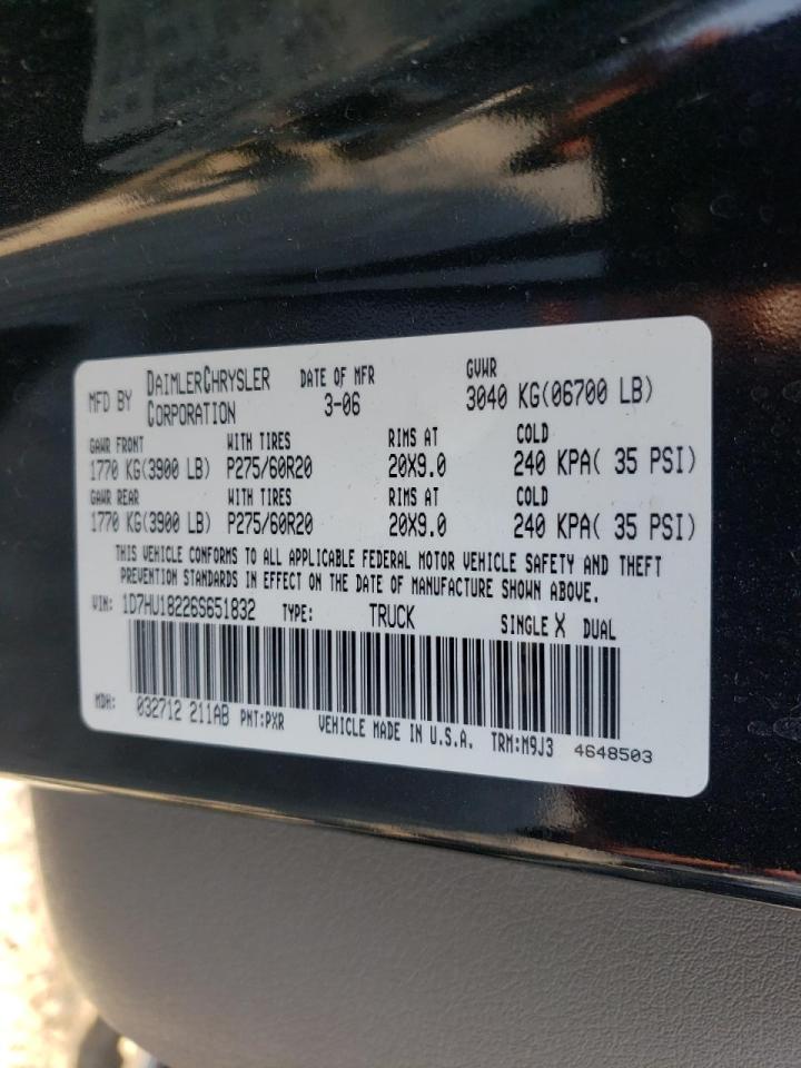 Photo 10 from auction – 2006 DODGE RAM 1500 S with VIN 1D7HU18226S651832