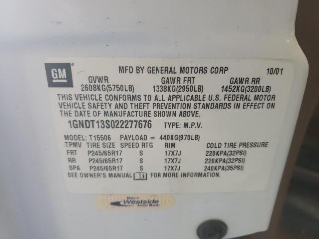 Photo 10 from auction – 2002 CHEVROLET TRAILBLAZE with VIN 1GNDT13S022277676