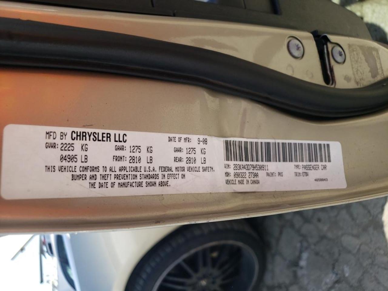 Photo 10 from auction – 2009 DODGE CHARGER with VIN 2B3KA43D79H530911