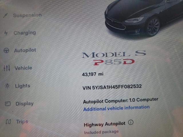 Photo 8 from auction – 2015 TESLA MODEL S P8 with VIN 5YJSA1H45FF082532