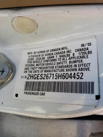 Photo 10 from auction – 2005 HONDA CIVIC EX with VIN 2HGES26715H604452