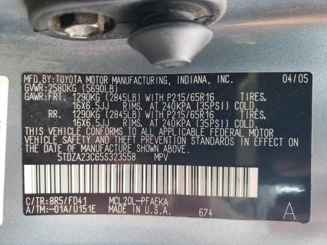 Photo 10 from auction – 2005 TOYOTA SIENNA CE with VIN 5TDZA23C65S323558