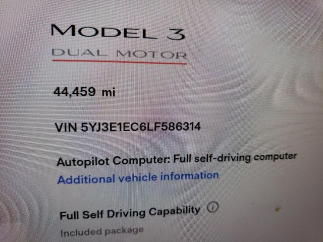 Photo 8 from auction – 2020 TESLA MODEL 3 with VIN 5YJ3E1EC6LF586314