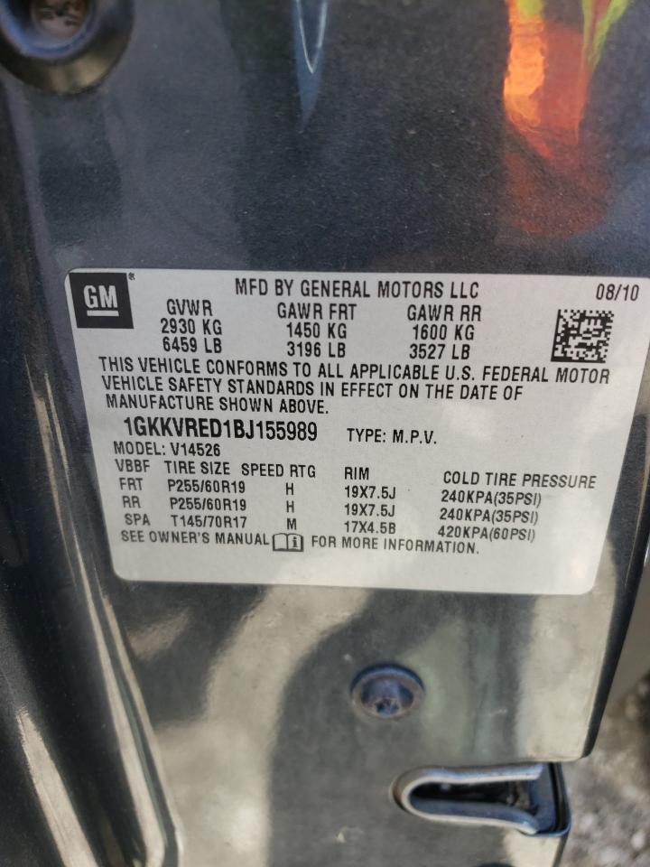 Photo 10 from auction – 2011 GMC ACADIA SLT with VIN 1GKKVRED1BJ155989