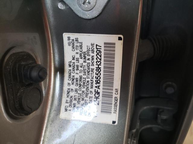 Photo 10 from auction – 2008 HONDA CIVIC LX with VIN 2HGFA16558H322917