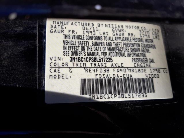 Photo 10 from auction – 2011 NISSAN VERSA S with VIN 3N1BC1CP3BL517235