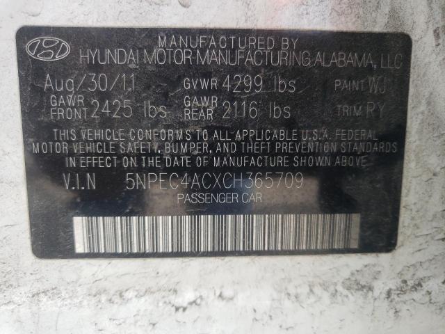 Photo 10 from auction – 2012 HYUNDAI SONATA SE with VIN 5NPEC4ACXCH365709