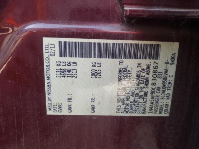 Photo 10 from auction – 2013 NISSAN MAXIMA S with VIN 1N4AA5AP9DC830867
