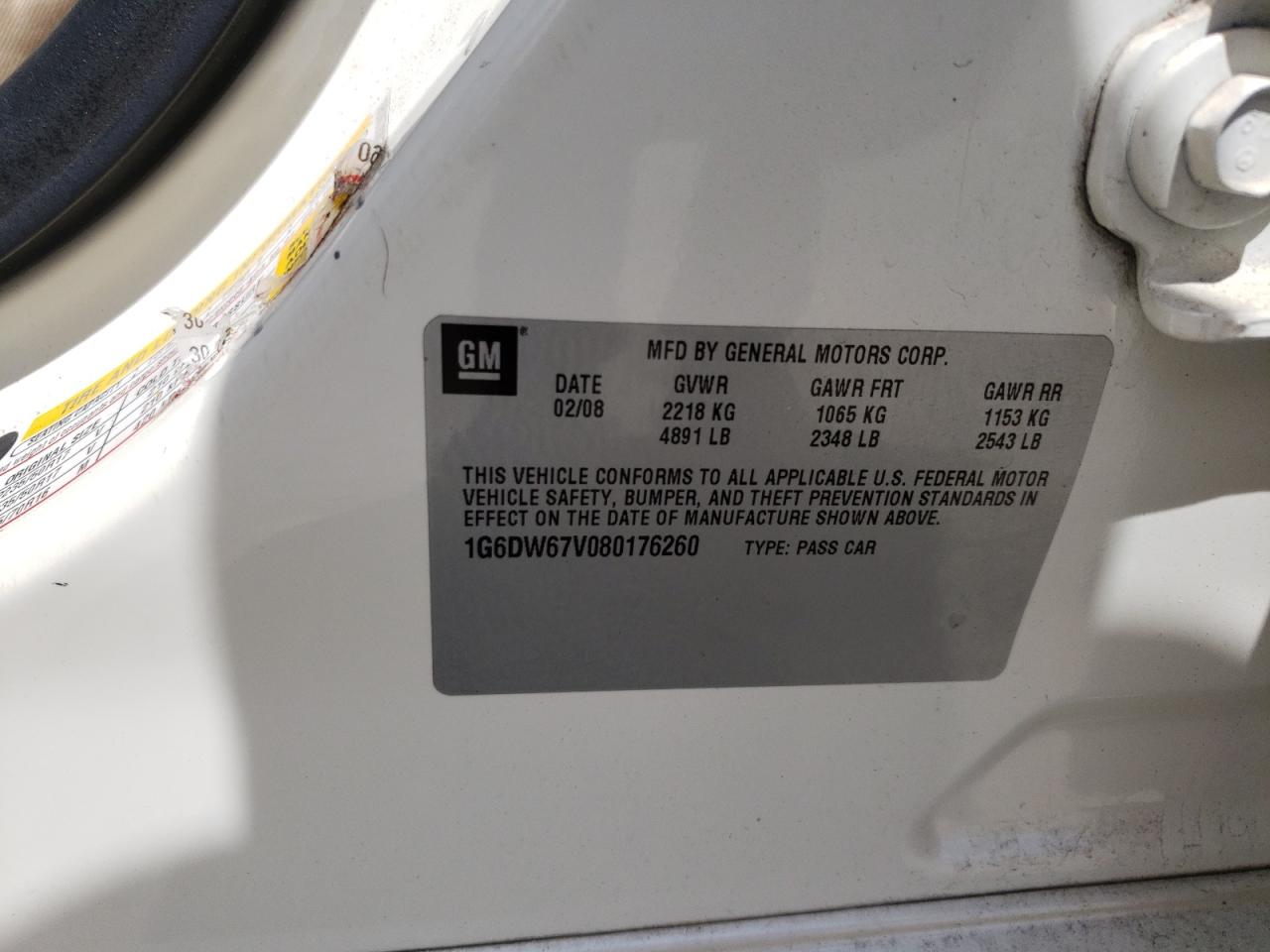Photo 19 from auction – 2008 CADILLAC STS with VIN 1G6DW67V080176260