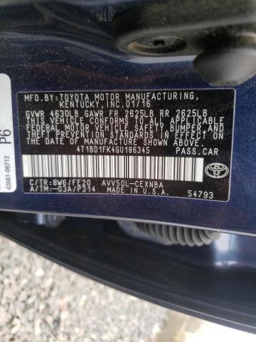 Photo 10 from auction – 2016 TOYOTA CAMRY HYBR with VIN 4T1BD1FK4GU186345