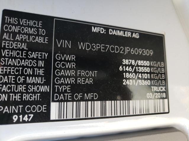 Photo 10 from auction – 2018 MERCEDES-BENZ SPRINTER 2 with VIN WD3PE7CD2JP609309