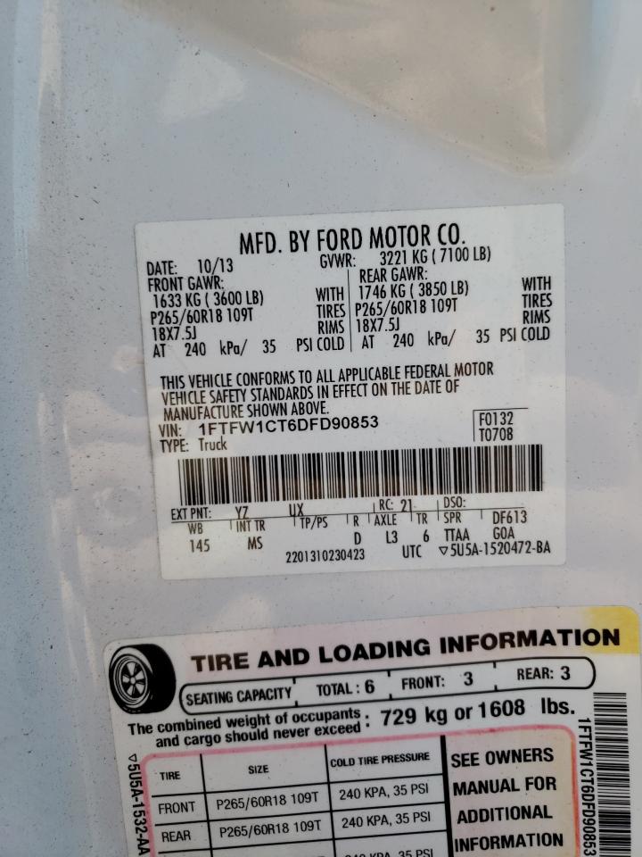 Photo 10 from auction – 2013 FORD F150 SUPER with VIN 1FTFW1CT6DFD90853