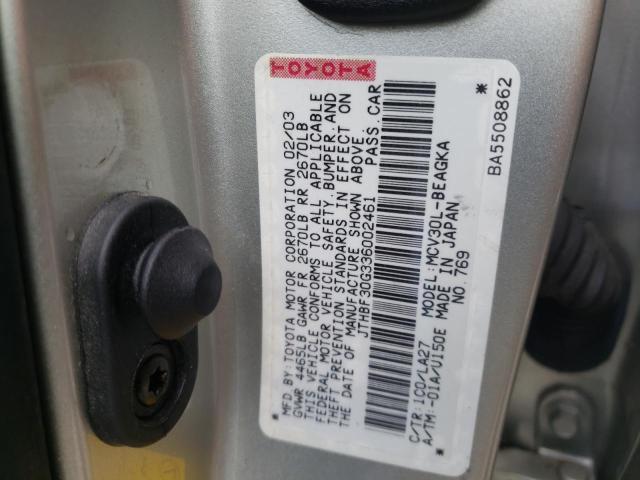 Photo 10 from auction – 2003 LEXUS ES 300 with VIN JTHBF30G336002461
