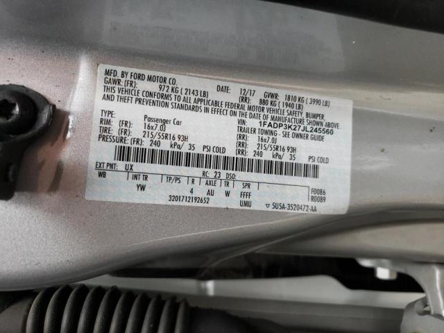 Photo 10 from auction – 2018 FORD FOCUS SE with VIN 1FADP3K27JL245560