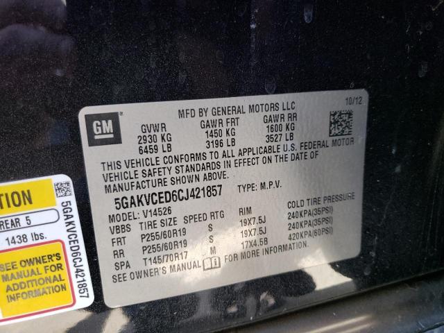 Photo 10 from auction – 2012 BUICK ENCLAVE with VIN 5GAKVCED6CJ421857