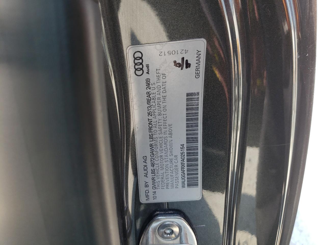 Photo 10 from auction – 2015 AUDI S5 PREMIUM with VIN WAUGGAFRXFA025154