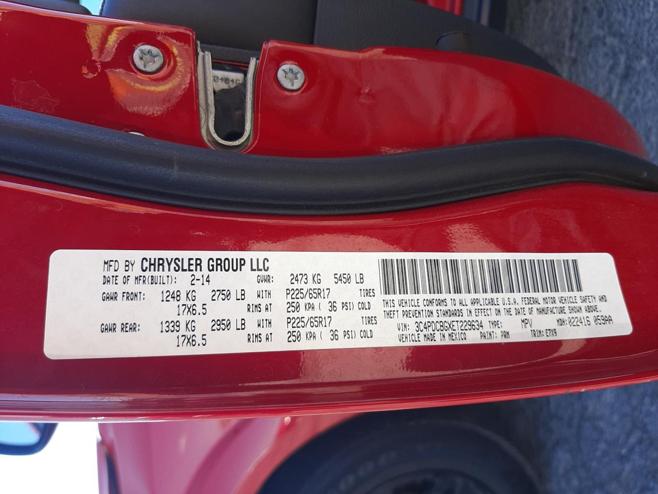 Photo 10 from auction – 2014 DODGE JOURNEY SX with VIN 3C4PDCBGXET229634