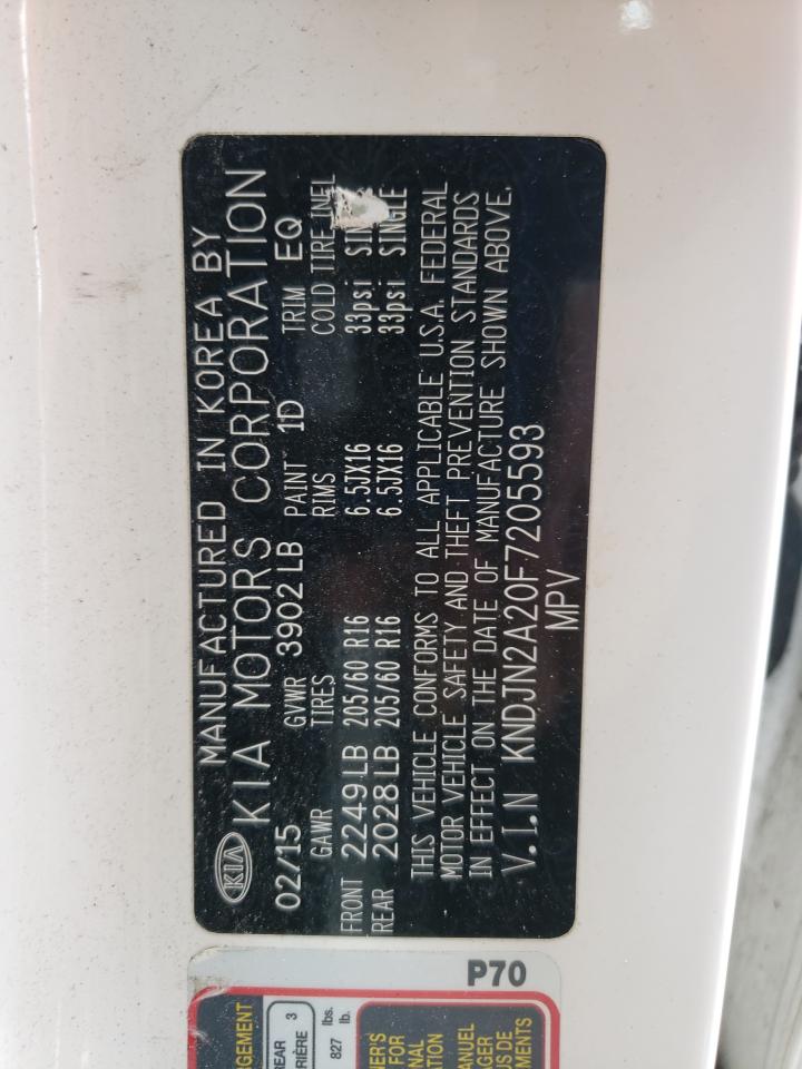 Photo 10 from auction – 2015 KIA SOUL with VIN KNDJN2A20F7205593