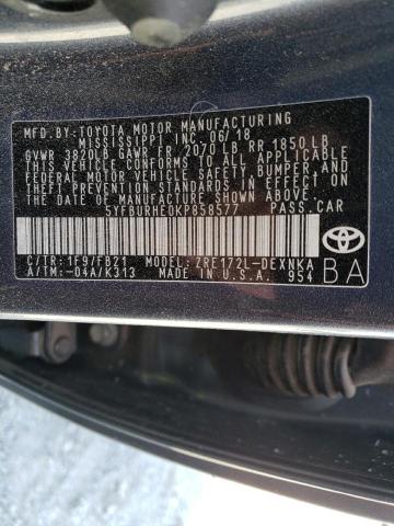 Photo 10 from auction – 2019 TOYOTA COROLLA L with VIN 5YFBURHE0KP858577