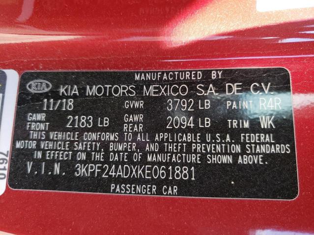 Photo 10 from auction – 2019 KIA FORTE FE with VIN 3KPF24ADXKE061881
