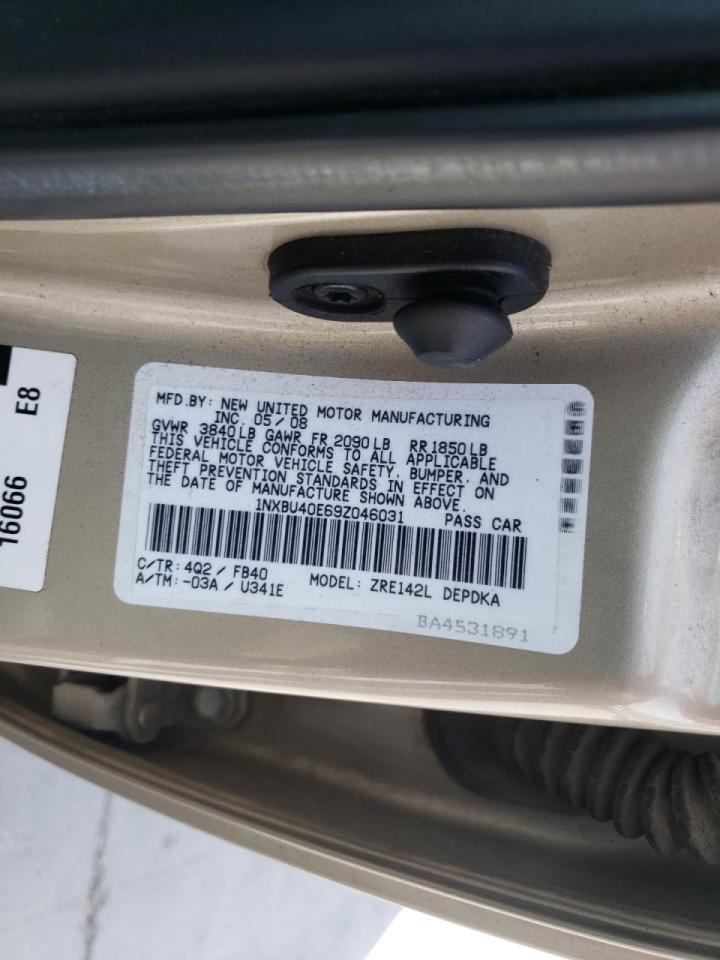 Photo 10 from auction – 2009 TOYOTA COROLLA BA with VIN 1NXBU40E69Z046031