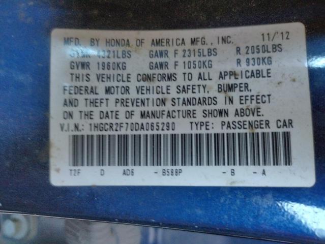Photo 10 from auction – 2013 HONDA ACCORD EX with VIN 1HGCR2F70DA065290